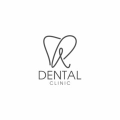 line art letter R dental logo