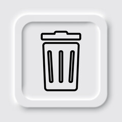 Trashcan simple icon vector. Flat design. Neumorphism design.ai