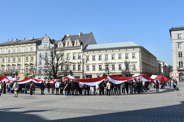 Fototapeta uroczystości na rynku w Krakowie z flagą narodową obraz
