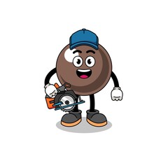 Naklejka premium Cartoon Illustration of tapioca pearl as a woodworker