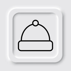 Winter hat simple icon vector. Flat design. Neumorphism design.ai