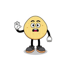 potato chip cartoon illustration doing stop hand