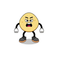 potato chip cartoon illustration with angry expression