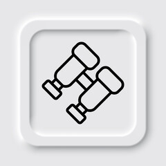 Binoculars simple icon. Flat design. Neumorphism design.ai