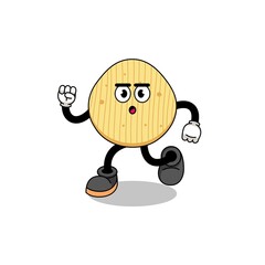 running potato chip mascot illustration