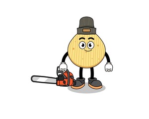 potato chip illustration cartoon as a lumberjack