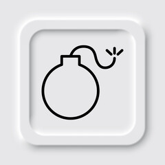 Bomb simple icon. Flat design. Neumorphism design.ai