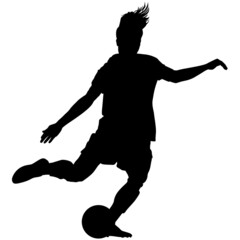 Female Soccer player, Woman's Soccer in motion. Women's football running up for ball tee shot front view sport Silhouette