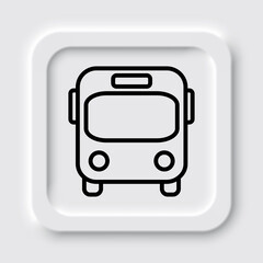 Bus simple icon. Flat design. Neumorphism design.ai