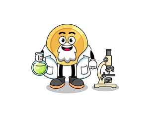 Mascot of dollar coin as a scientist