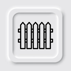 Fence simple icon. Flat design. Neumorphism design.ai
