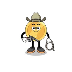 Character mascot of euro coin as a cowboy