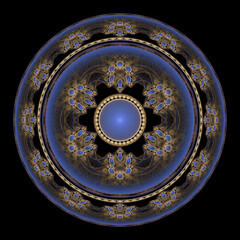 Fototapeta premium Blue round fractal ornament