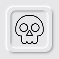 Skull simple icon. Flat design. Neumorphism design.ai