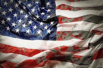 Sometimes you need to get dirty for independence. Cropped shot of the American flag.