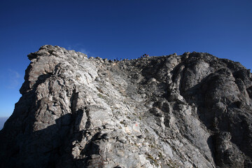 View of Mount Olympus peak Mytikas. Mount Olympus is highest mountain in Greece at 2917 meters. Mount Olympus is the home of the Twelve Olympians, the principal gods in the Greek pantheon.