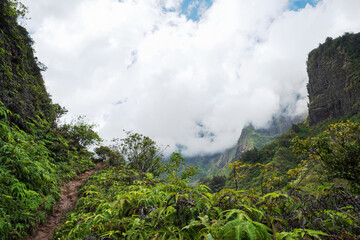 trail along base of cliffs at iao valley state park