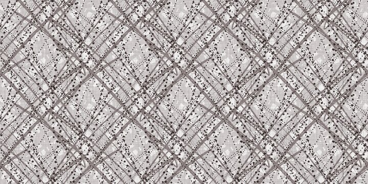 French grey botanical leaf linen seamless border with 2 tone country cottage style motif. Simple vintage rustic fabric textile effect. Primitive modern shabby chic kitchen cloth design.