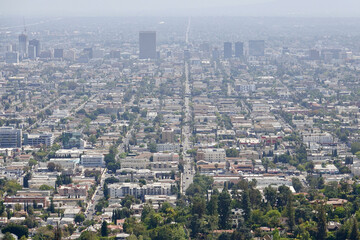 aerial view of los Angeles on a smoggy overcast day
