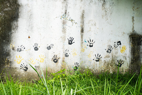 handprints on the facade of a wall, in San joaquín, Cundinamarca, Colombia