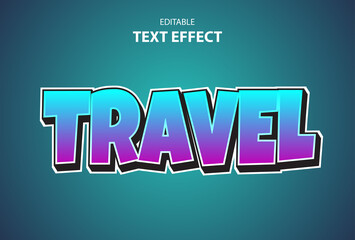 travel text effect with blue gradient for logo
