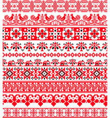 Set of Pixelized pattern Vyshyvanka Traditional Ukrainian Seamless Pattern slavic ornament