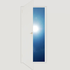 ドアの向こうの青空と太陽