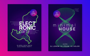 Gradient party flyer. Electro dance music. Electronic trance sound. Club dj poster. Techno event.