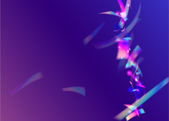 Fototapeta na wymiar Bokeh Effect. Purple Retro Texture. Fantasy Art. Hologram Glitter. Blur Carnaval Illustration. Falling Glare. Laser Banner. Luxury Foil. Violet Bokeh Effect