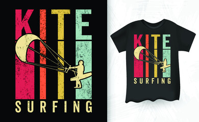 KiteSurfing Funny Retro Vintage Lover Funny Kite Surfing Kiteboarder Kitesurf Kitesurfing T-Shirt Design - obrazy, fototapety, plakaty