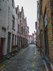 Historical town center with medieval architecture in Bruges, Belgium