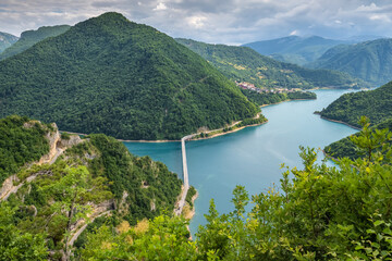 Landscape of the Piva Canyon in Pluzine, Montenegro.