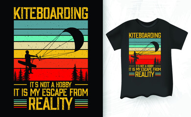 Kiteboarding Funny Retro Vintage Lover Funny Kite Surfing Kiteboarder Kitesurf Kitesurfing T-Shirt Design