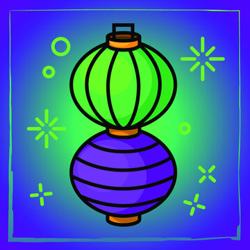Asian festival  lights flat illustration