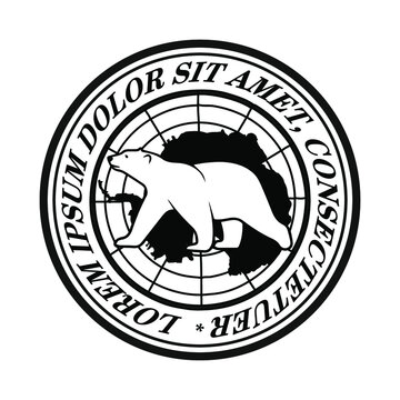 Polar bear stamp brand logo template