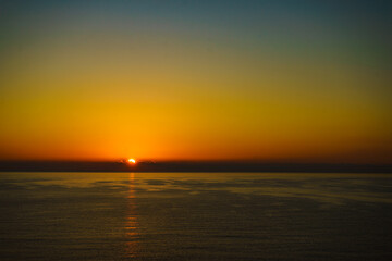 Sunrise over sea. Morning seascape.
