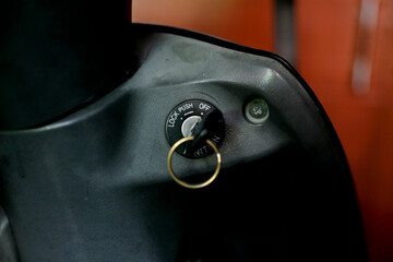 motorcycle key in ignition start lock