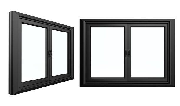 black upvc window profile frame isolated