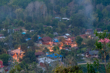 Fototapeta na wymiar high angle view of rural village.