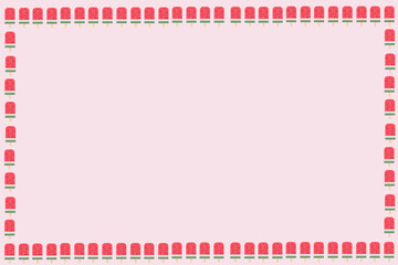Watermelon stick ice cream Surrounded by pastel red like a picture frame, or put text in an empty space, the colors are cute and appetizing.