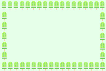 Ice cream stick with melon inside. Graphic ice cream like a cartoon in pastel green tones. Appetizing. used to make a picture frame or text area
