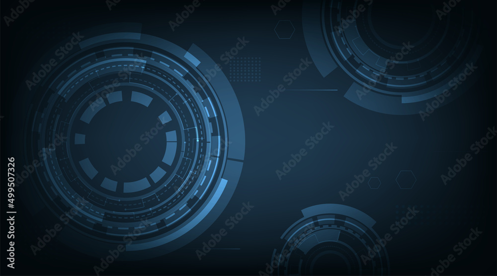 Poster futuristic circular digital vector technology background.