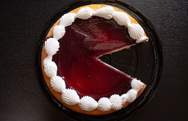 a cheesecake witout one slice 