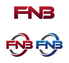 Vector Modern 3 Letters Initial logo Vector Swoosh Red Blue FNB