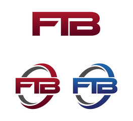 Vector Modern 3 Letters Initial logo Vector Swoosh Red Blue FTB