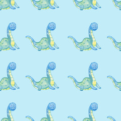 Cute Cartoon Charming Dinosaurs for Kids Products Seamless Pattern Digital Paper Colored And Bright Fabric Textile