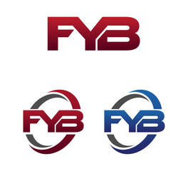 Vector Modern 3 Letters Initial logo Vector Swoosh Red Blue FYB