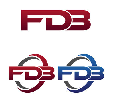 Vector Modern 3 Letters Initial logo Vector Swoosh Red Blue FDB