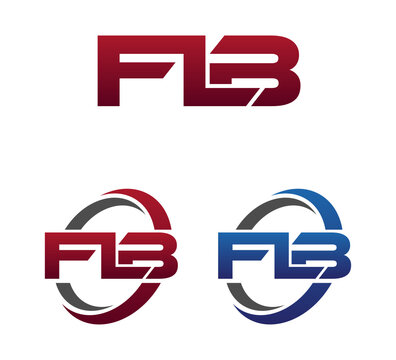 Vector Modern 3 Letters Initial logo Vector Swoosh Red Blue FLB