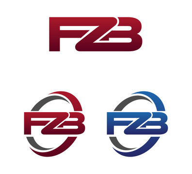 Vector Modern 3 Letters Initial logo Vector Swoosh Red Blue FZB